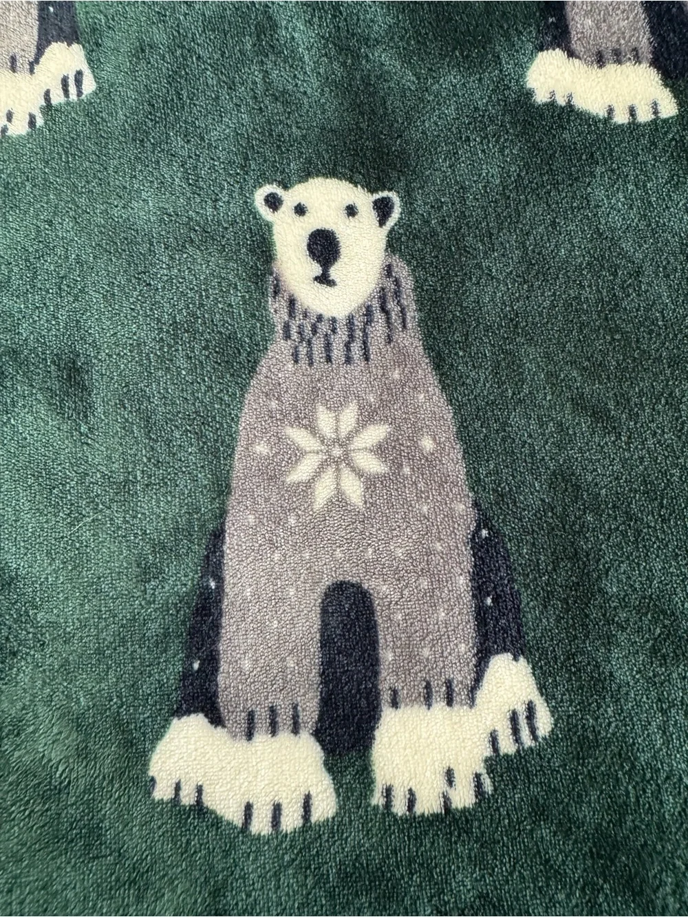 Tommy Hilfiger Polar Bear 50x70 Plush Throw Blanket - Forest Green & Cream